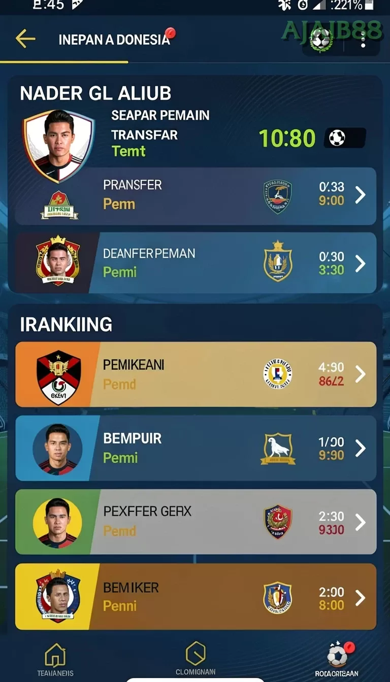 Cuplikan layar GG999 — menu navigasi
